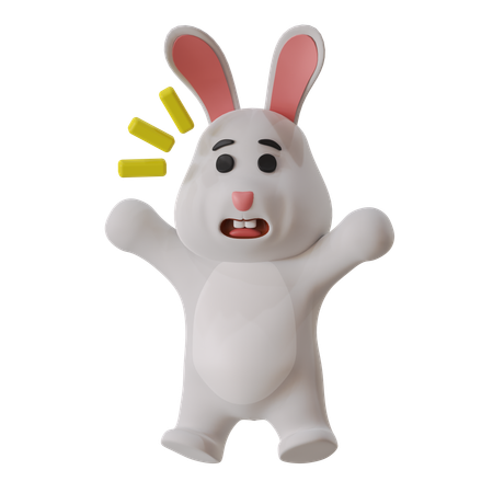 Rabbit Shocked  3D Illustration