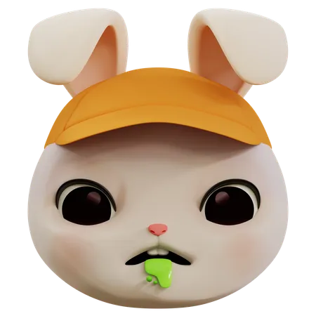 Rabbit Vomiting Emoji  3D Icon