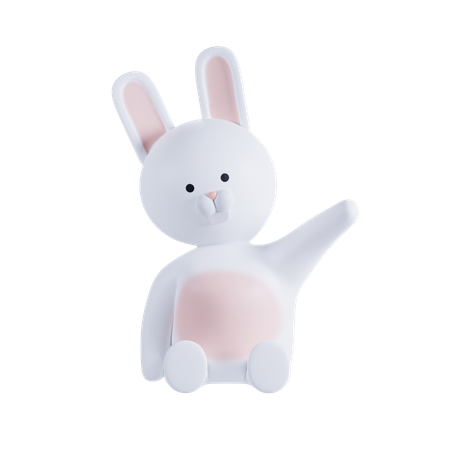 Rabbit Waving Hand  3D Illustration