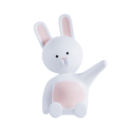 Rabbit Waving Hand 3D Illustration