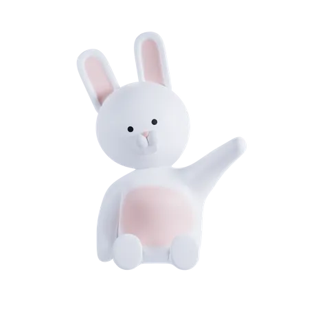 Rabbit Waving Hand  3D Illustration