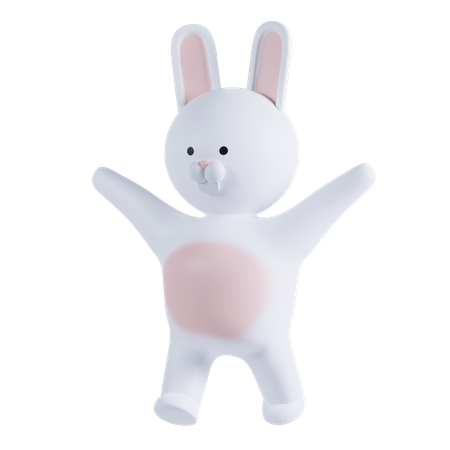 Rabbit Waving Hands  3D Illustration