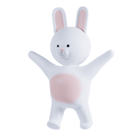 Rabbit Waving Hands 3D Illustration