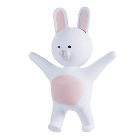 Rabbit Waving Hands  3D Illustration
