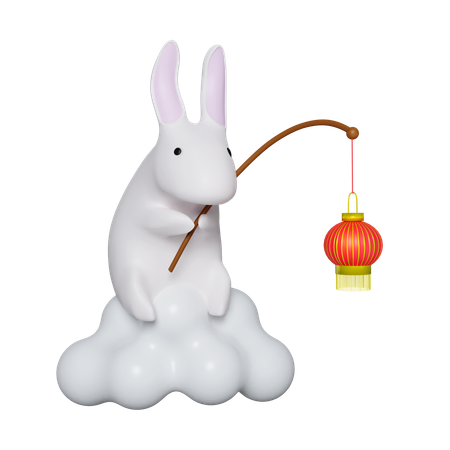 Rabbit With Lantern  3D Icon