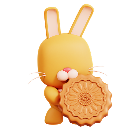 Rabbit With Mooncake  3D Icon