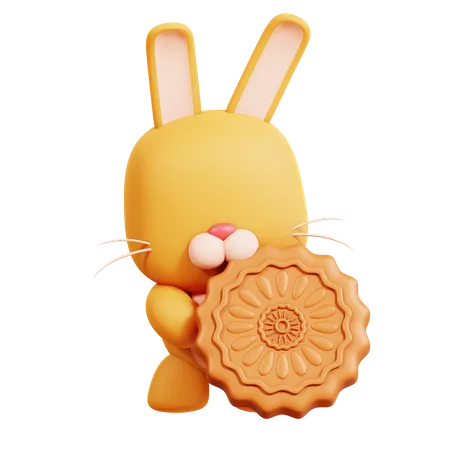 Rabbit With Mooncake  3D Icon