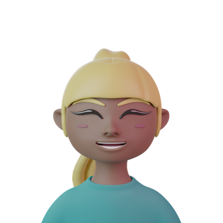 Rabo de cavalo com franja reta mulheres  3D Icon