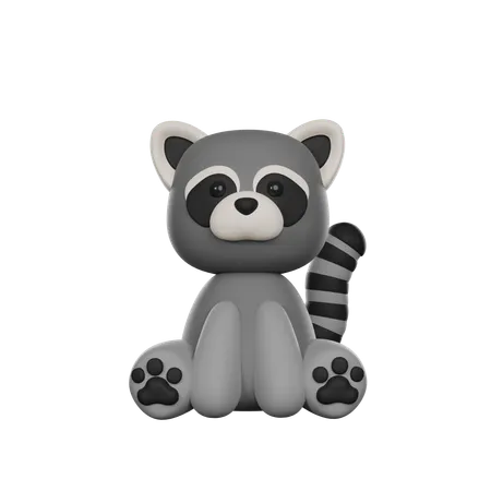 Cute 3 D Character Raccoon Toy 3D Icon
