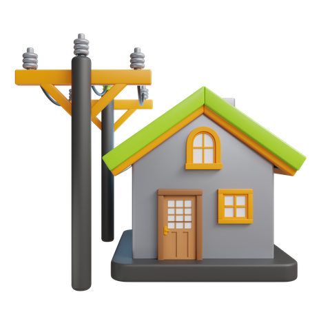 Raccordement électrique à la maison  3D Icon