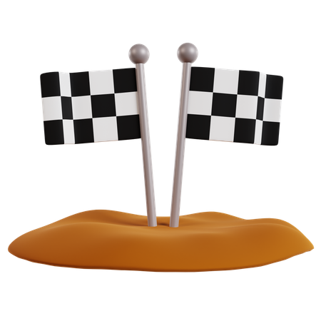 Racing Flags on Orange Base  3D Icon