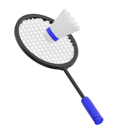 3 D Render Racket And Shuttlecock Badminton Icon Illustration Isolated On Transparent Background 3D Icon