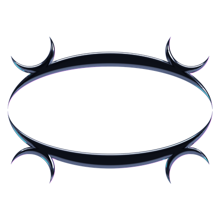 Radiant Spiked Oval Chrome Frame  3D Icon