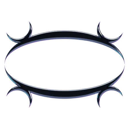 Radiant Spiked Oval Chrome Frame  3D Icon