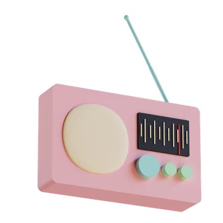 3 D Soft Pink Portable Radio With Transparent Background 3D Icon