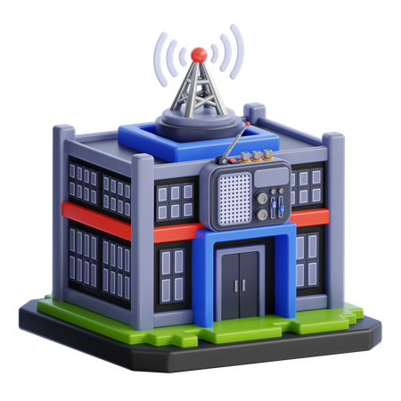 RADIO FM STUDIO BUILDING  3D Icon