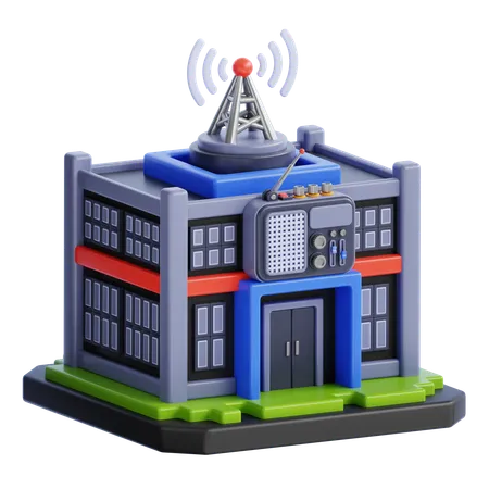 RADIO FM STUDIO BUILDING  3D Icon