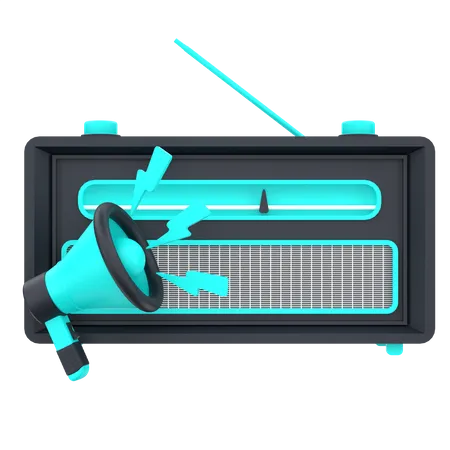 3 D Radio And Megaphone For Radio Marketing 3D Icon