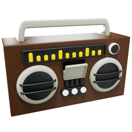 3 D Radio Tape With Isolated Background 3D Icon