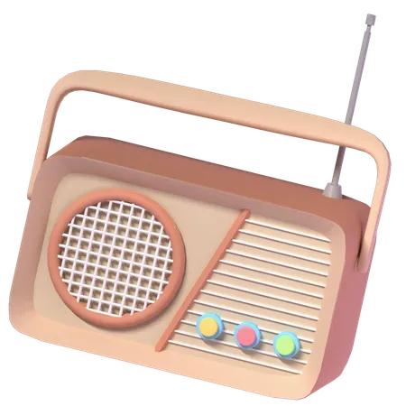 Ilustracion De Radio Vintage En Diseno 3 D 3D Icon