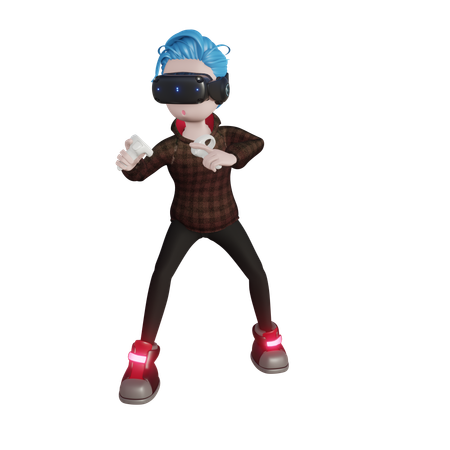 Ragazzo che gioca al gioco di combattimento VR  3D Icon