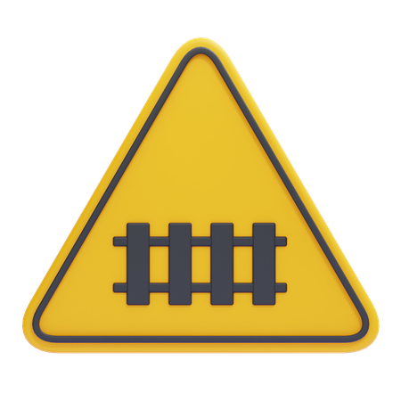 Railway Crossing Ahead Sign  3D Icon