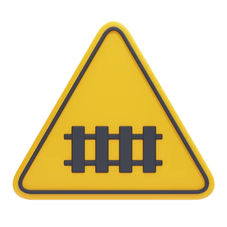 Railway Crossing Ahead Sign  3D Icon