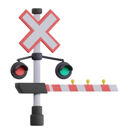 Railway Crossing Signal  3D Illustration