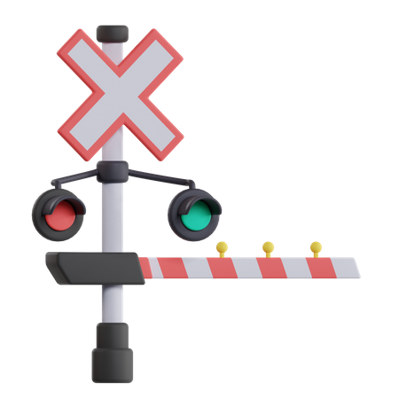 Railway Crossing Signal 3D Illustration