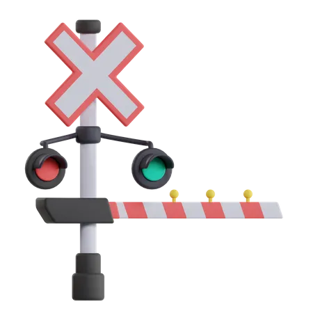Railway Crossing Signal  3D Illustration