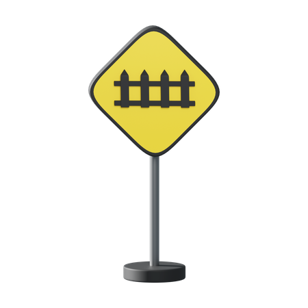 Railway crossing with automatic gates  3D Illustration