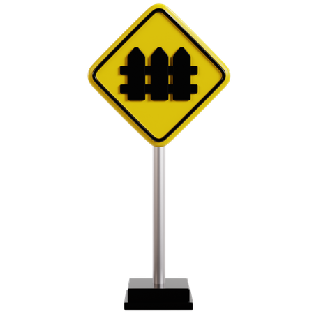 Railway Level Crossing Sign  3D Icon