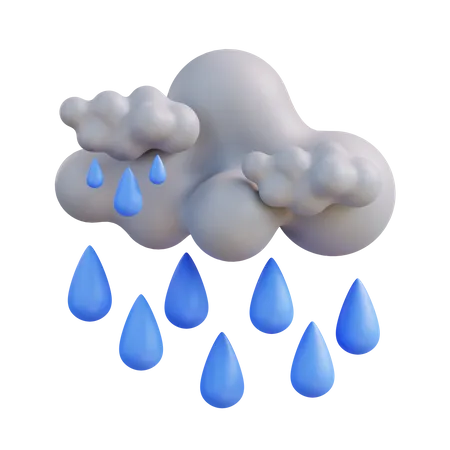 3 D Illustration Of A Cloud With Rain 3D Icon