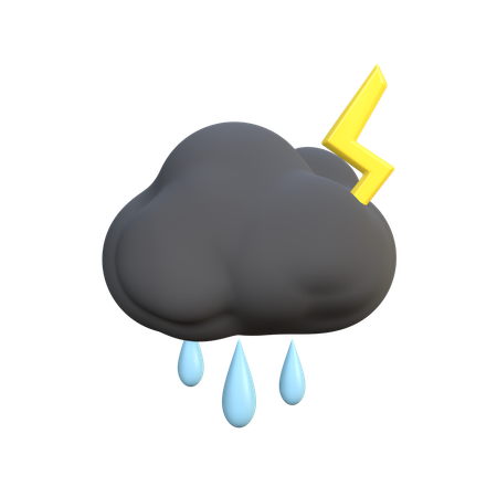 Rain And Lightning  3D Icon