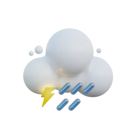 Rain And Lightning  3D Icon