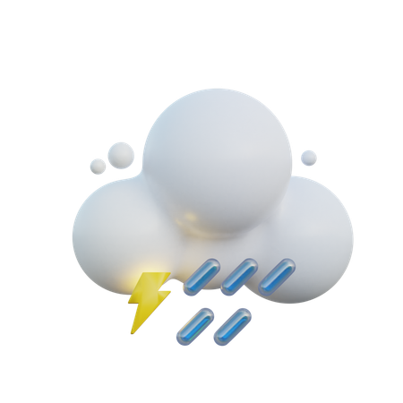 Rain And Lightning  3D Icon