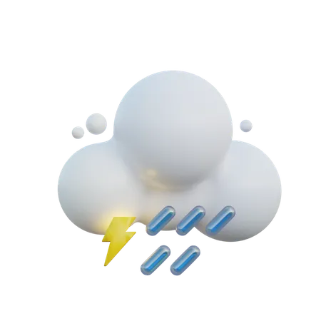 Rain And Lightning  3D Icon