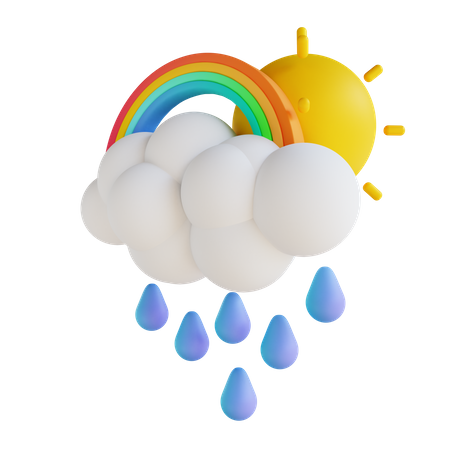 Rain And Rainbow 3D Illustration
