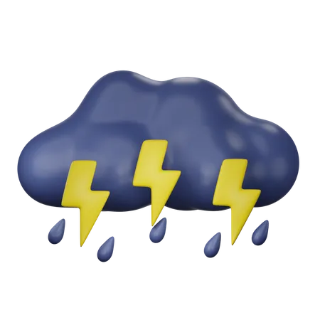 Rain And Thunder 3 D Illustration 3D Icon