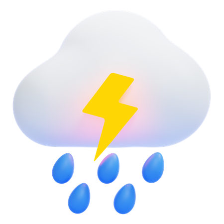 Rain and Thunderstorm  3D Icon