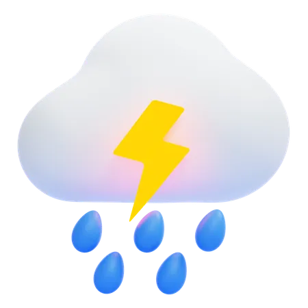 Rain and Thunderstorm  3D Icon