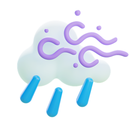 Rain And Windy  3D Icon