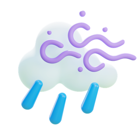 Rain And Windy 3D Icon