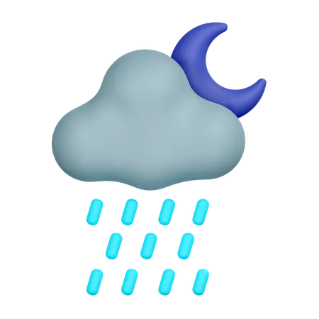 Rain At Night Illustration 3D Icon