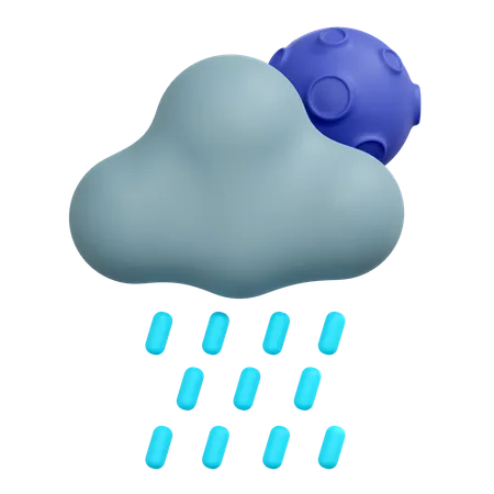 Rain at night  3D Icon