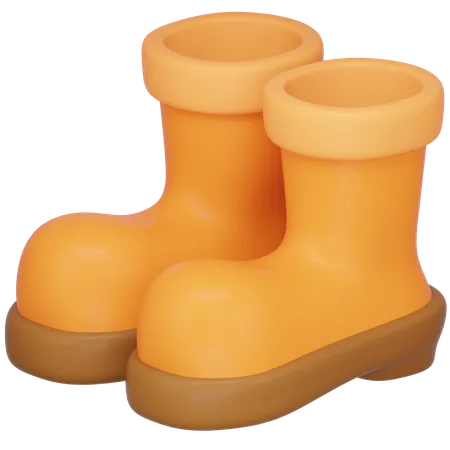 3 D Yellow Rain Boots Icon 3D Icon