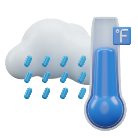Rain Fahrenheit Temperature  3D Icon