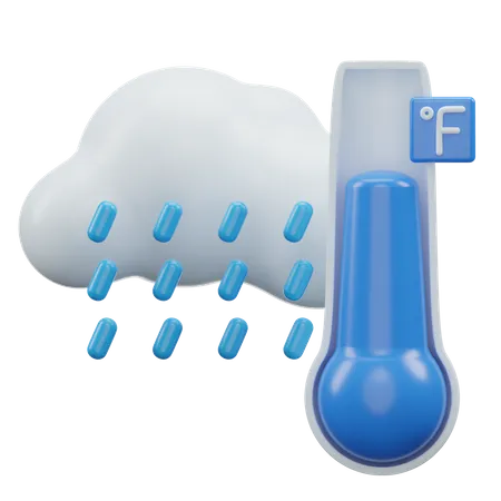 Rain Fahrenheit Temperature  3D Icon