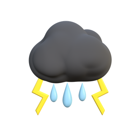 Rain Lightning And Storm  3D Icon