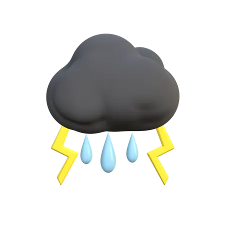 Rain Lightning And Storm  3D Icon